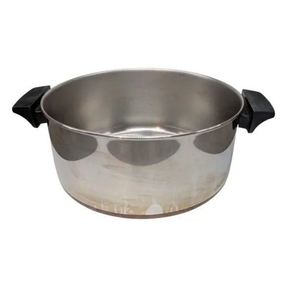 Revere Ware 4.5 Qt Metal Pot Silver Steel Double Handle Sauce Pan 9.5" Diameter - Picture 1 of 9